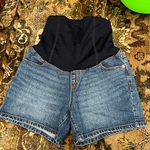 Maternity Over The Belly Denim Shorts